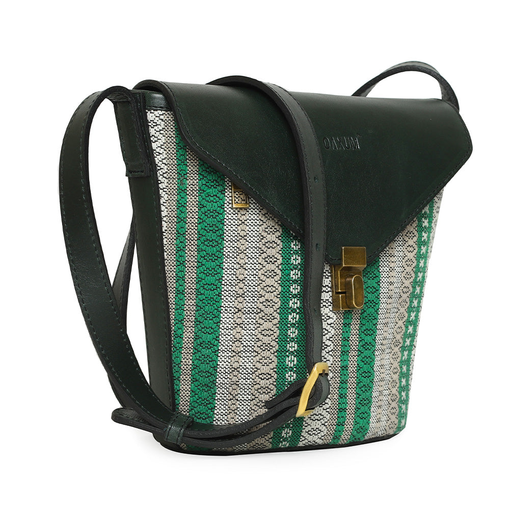 BOLSA BUCKET BAG TEJIDO VERDE