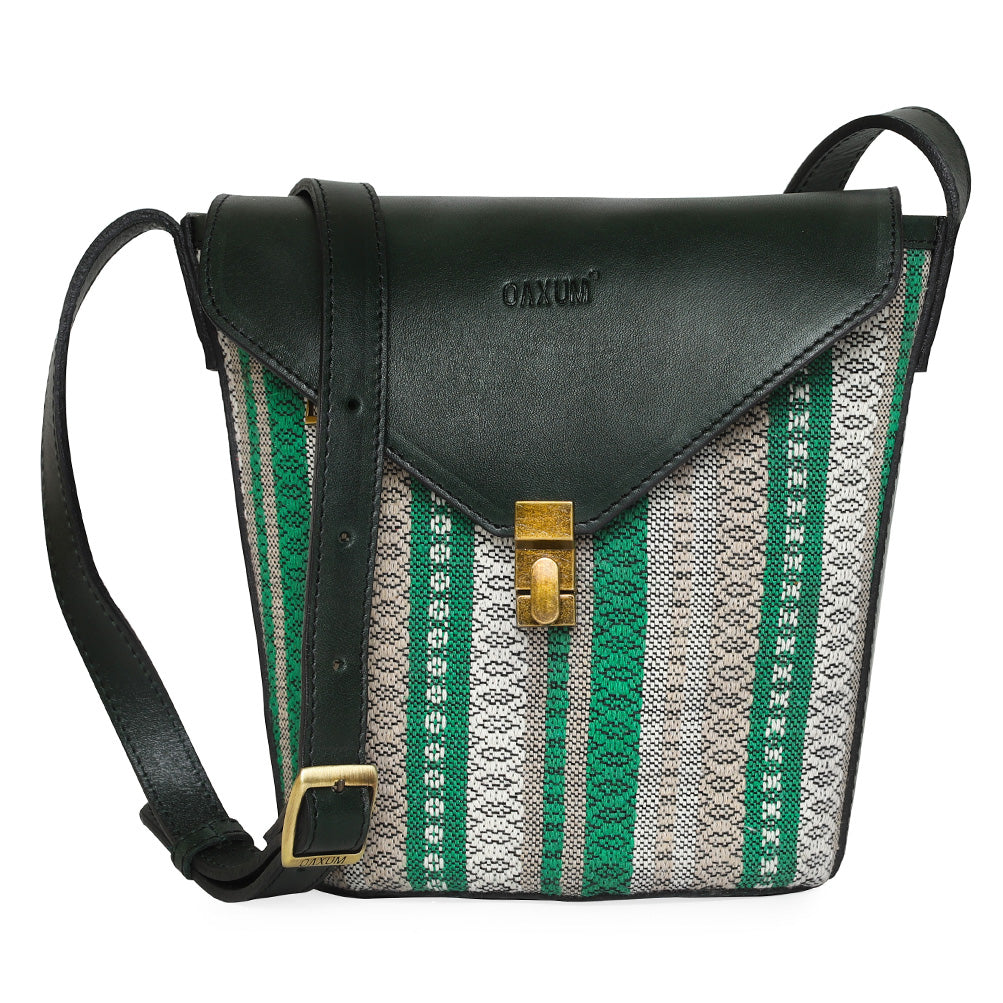 BOLSA BUCKET BAG TEJIDO VERDE