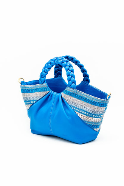 BOLSA LA FALDA TEJIDO AZUL