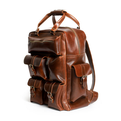 MOCHILA OLIVO #7 COMPARTIMIENTOS COGNAC