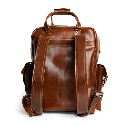 MOCHILA OLIVO #7 COMPARTIMIENTOS COGNAC