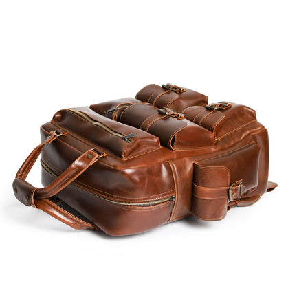 MOCHILA OLIVO #7 COMPARTIMIENTOS COGNAC